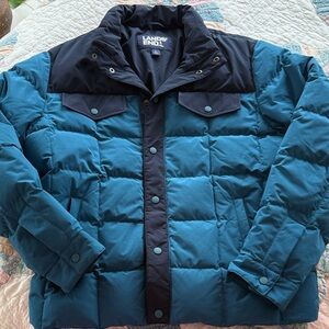 Lands' End Men's Teal and Navy Puffer Coat